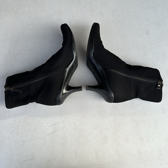 PRADA SPORT | Black Nylon Pointed Toe Kitten Heel Ankle Boots - Picture 5 of 12